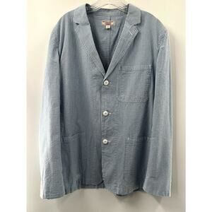 Wallace & Barnes Men's Blue White Cotton Striped Lightweight Coat Jackets Sz 44R